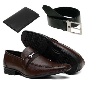 Imagem de Sapato Social Masculino Couro e Costura Manual Cinto Carteira - SV, Ma