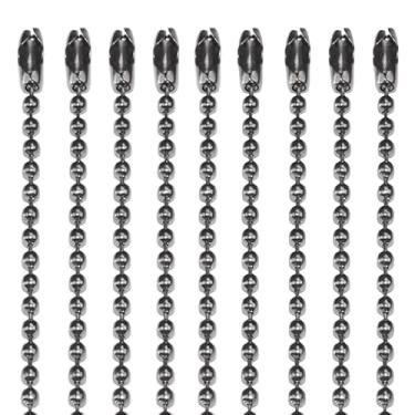 Imagem de CleverDelights Colares de corrente de bola de bronze de 3,2 mm – pacote com 100 – 61 cm de comprimento – joias artesanais com etiqueta de cachorro corrente de ferro forte e prata escura, 24 Inch