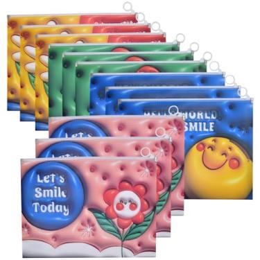 Imagem de SIPLIV 12 peças de pasta de arquivo com estampa floral, envelopes com zíper, organizador de documentos, pastas expansíveis, letra A4 tamanho - sorriso