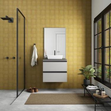 Imagem de Gabinete de Banheiro Montado em Aço Cinza 60cm Gaia Cozimax