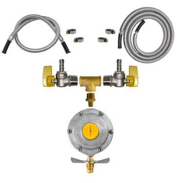 Imagem de Kit Válvula Duas Saídas Gás Instalação Fogão Forno 80cm e 3m - Renogás