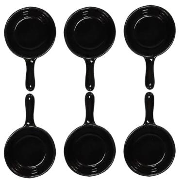 Imagem de Lotatheta 6 peças de porcelana, molho de soja, lanche, creme, salada, sobremesa, doces, açucareiro, prato de imersão de cerâmica preta, 28,6 g com alça para jantar, assar, churrasco, cozinhar