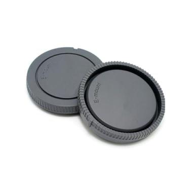 Imagem de Kit Tampa Traseira Lente + Tampinha Frontal Corpo Compatível Com Câmeras Sony Sem Logomarca