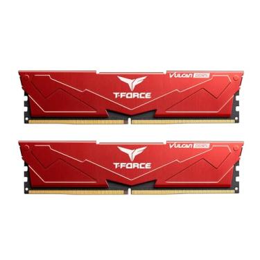 Imagem de TEAMGROUP T-Force Vulcan DDR5 64 GB (2 x 32 GB) 6400 MHz (PC5-51200) CL34 Módulo de memória RAM para chipset série 600 700 XMP 3.0 Vermelho FLRD564G6400HC34EDC01