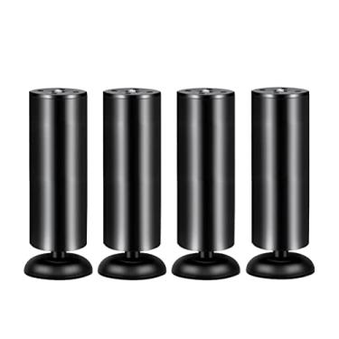 Imagem de LOMDEM 4 x pernas de móveis de aço inoxidável pernas de mesa armários de metal extensores de pés estante pés móveis ferragens ajustáveis, preto-25 cm