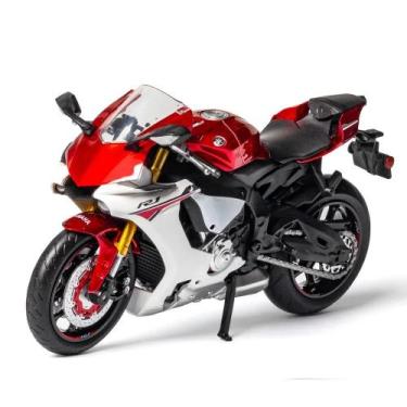 Imagem de Motocicleta Yamaha YZF R1 em Metal - Escala 1:12 com Pneus de Borracha