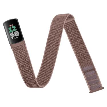 Imagem de Chinber Pulseira esportiva de nylon compatível com Fitbit Charge 6/5, pulseira de braço trançada de nylon elástico para mulheres e homens