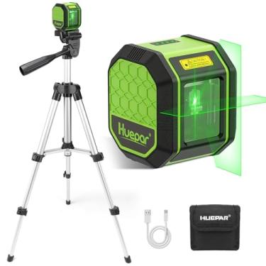 Imagem de Nível a laser com tripé, HUEPAR 100 m, nível a laser autonivelante, recarregável, linha cruzada, ferramenta de nivelamento a laser para pendurar fotos, azulejo, renovação de casa, bolsa de transporte