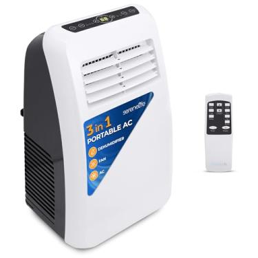 Imagem de SereneLife SLPAC8 SLPAC 3 em 1 ar-condicionado portátil com função de desumidificador integrada, modo de ventilador, controle remoto, kit completo de exaustão para montagem em janela, 8.000 BTU, branco