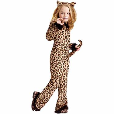 Imagem de Fantasia infantil divertida de leopardo para bebês meninas, marrom