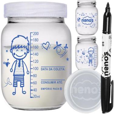 Imagem de 6 Potes Vidro Armazenar Leite Materno, Papinha (267.MENINO) - NENOS