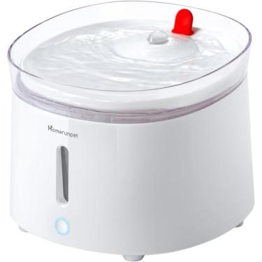Imagem de HomeRunPet Fonte De Água Para Gatos Com Bandeja Porcelana, Bomba Autolimpante Sem Fio, Dispensador Ultrassilencioso 20 Db Cães E Gatos, Fácil Limpar, 2 L/68 Oz L