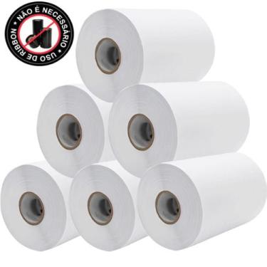 Imagem de 6 Rolos Etiqueta Adesiva Papel Couche Branca sem Ribbon - First Option