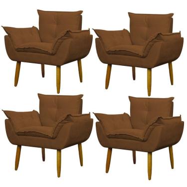 Imagem de Kit 4 Poltronas Decorativa Sala E Quarto Opala Suede Herrero Cor:cobre