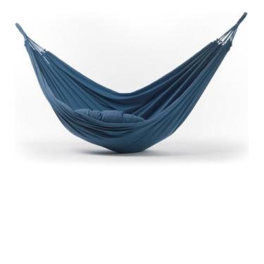 Imagem de Rede De Descanso Dormir Balanço Casal Jeans Reforçada Grande 3,8m x 1,5m - Ideal Para Camping, Hotel, Praia, Acampamento, Jardim, Varando, Sítio, Chácara, Apartamento, Viagem, Fazenda (Azul-petróleo)