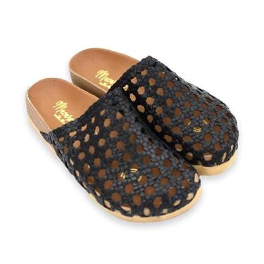 Imagem de Macarena Collection Sandália feminina Huarache de couro colorido mexicano feito à mão em couro - estilo 004, Preto, 36