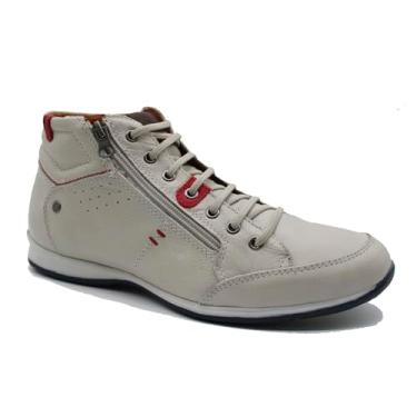Imagem de Sapatenis Zip Casual Masculino com Zíper sem Amarração Couro Legítimo (Off White, BR, Adulto, Numérico, 38)