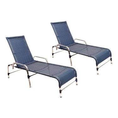 Imagem de 2 Espreguiçadeiras Catar + Mesa Centro Azul Dark