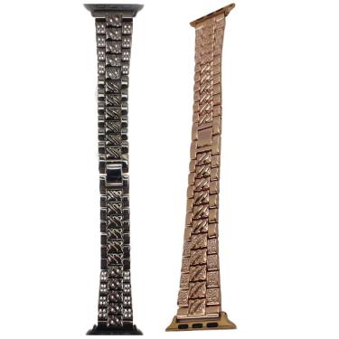 Imagem de Smartwatch Kit 2 Pulseiras Luxo Pedra Strass Aço 3 Elos