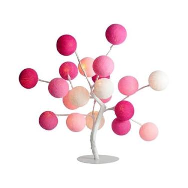 Imagem de Árvore de Luz Luminária de Mesa Abajur LED Bonsai Luz Decorativa com bolinhas Modelo Rosa E Branco Jaipur