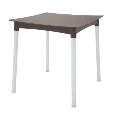 Imagem de Mesa Quadrada Tramontina Diana Marrom Em Polipropileno Com Pernas De Alumínio Anodizado...