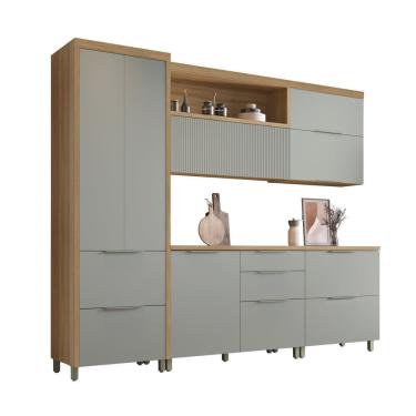 Imagem de Cozinha 5 Peças 7 Portas 6 Gavetas Marquesa 100% Mdf Nature-verde