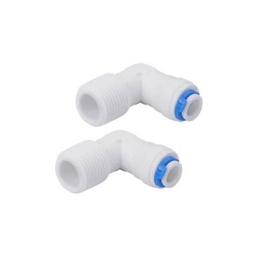 Imagem de Kit 2 Cotovelos Plástico Rosca 3-8" Com Engate Rápido Mangueira 1-4