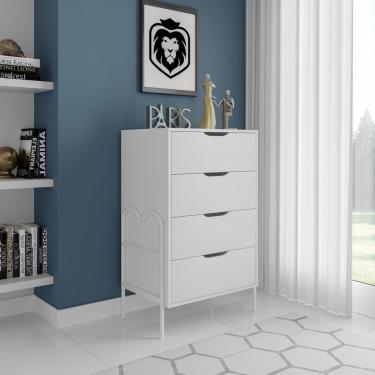 Imagem de Cômoda Moderna 4 Gavetas 43x92cm Oasis Branco/branco