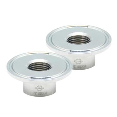 Imagem de QiiMii Encaixe de tubulação roscada fêmea sanitária para braçadeira tripla de 1,5 polegada (virola OD 50,5 mm) Tamanho do cano: 1/5.1 cm NPT) Pacote com 2