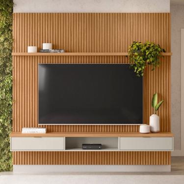 Imagem de Painel para TV Até 75 Polegadas Sydnei 2 Portas 220 Cm Natural/Off White - Pnr Móveis