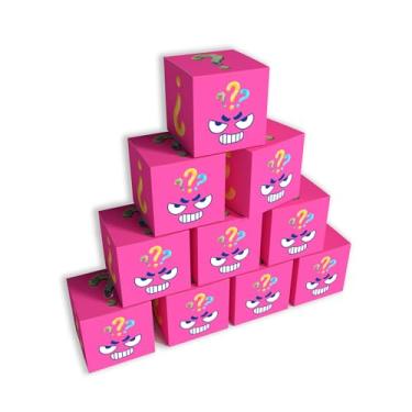 Imagem de FUNNYPKT Caixa de presente misteriosa para jogos – Presente de festa reutilizável, design moderno para aniversários, Natal e eventos surpresa (10 peças, 10 x 10 x 10 polegadas)