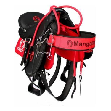 Imagem de cela bordada australiana de aba mangalarga + manta protetora e acessór