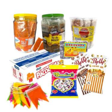 Imagem de Kit Festa Junina Doces Pipoca Doce, gamadinho,cocada,paçoca - Genérica