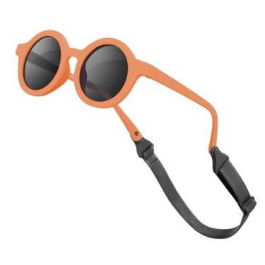Imagem de VideMundi Óculos de sol para bebês com alça polarizada flexível UV400 para bebês meninos meninas de 0 a 36 meses, Laranja, Baby