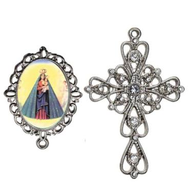 Imagem de Crucifixo Arabesco Terço de Noiva Relicario Nossa Senhora Nazare Peças