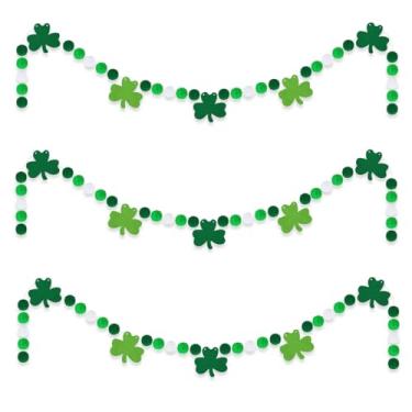 Imagem de YLOLUL 3 Peças De Trevo Feltro São Patrício, Bola Bandeira, Trevo, Pompom, Guirlanda, Pompom Pendurado Para Festa Em Casa, Dia Lembrancinhas