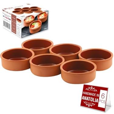 Imagem de Hakan Conjunto De 6 Tigelas Barro Hitit, Terracota 11 Cm, Cerâmica Antiga Esmaltada 240 G, Para Cozinhar Em Caixa, Potes Iogurte Turco, Louça Pratos Mexicanos, Peças, 250 Cc