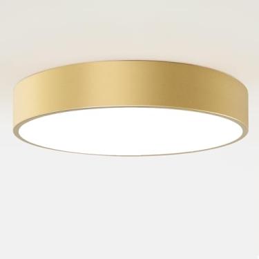 Imagem de DOTCN Luminária De Teto Embutida Dourada, Redonda E Moderna 15,8", Ideal Para Iluminação Próxima A Luminárias, Minimalista Sala Estar, Jantar, Banheiro, Hall Entrada, Corredor, Lavanderia (E12, 3 Lâ