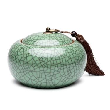 Imagem de SILINE Jarra De Chá Avulsa Longquan Celadon Classic Genuína, Recipiente Hermético Porcelana Verde 20 Oz/600 Ml (Forno Ge, Ciano Revestido)