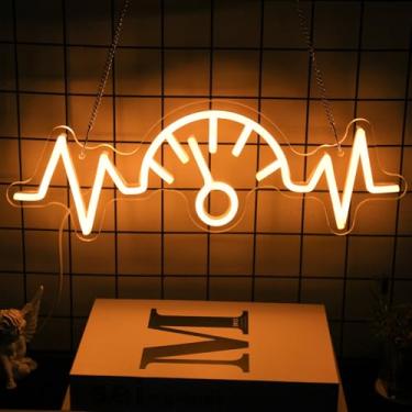 Imagem de CKTBLEY Placa De Neon Para Painel Carro, Placas Garagem Caverna Masculina, Velocímetro Automóvel, Luzes Led Laranja, Oficina Mecânica, Sala Jogos, Decoração Festa