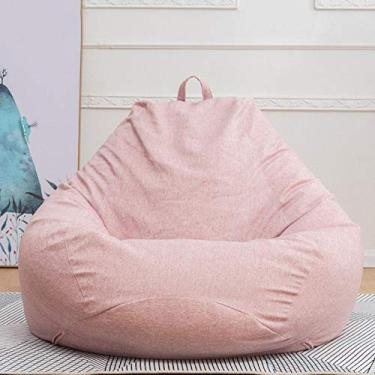 Imagem de QIROG Sofabezug Big Small Lazy Bean Bag Capa de sofá sem enchimento de tecido de linho espreguiçadeira assento saco de assento puff sofá enchimento-10_80 x 90 cm