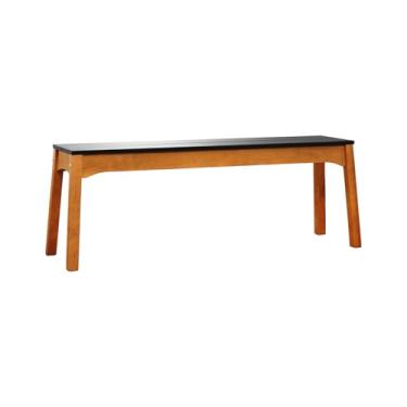 Imagem de Banco 2 Lugares Áustria Madeira Maciça Assento MDF Laqueado Amêndoa/Preto