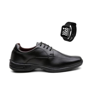 Imagem de Kit Sapato Social Masculino Casual De Amarrar + Relógio Digital - Obst
