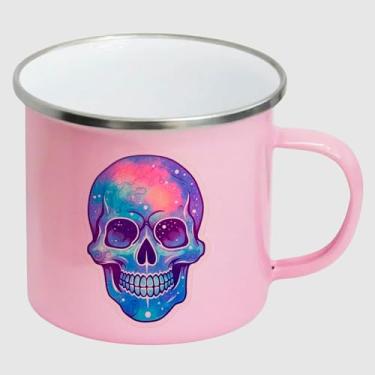Imagem de Caneca de Inox Esmaltada Rosa Premium - CAVEIRA AZUL LINDA GALAXIA