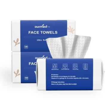 Imagem de Toalhas de rosto biodegradáveis descartáveis Ourmed Life 300 Count