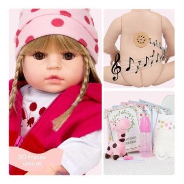 Imagem de Bebe Reborn Girafinha Cabelo Loiro Vários Itens Fala E Chora - Cegonha