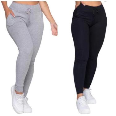 Imagem de Kit 2 Calça Moletom Feminina Flanelada Slim Confortavel - confecção fe