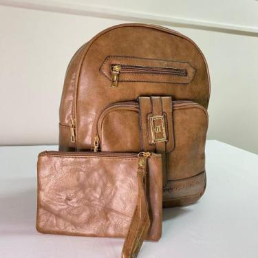 Imagem de Bolsa mochila escola feminina espaçosa detalhe fivela acompanha mini c