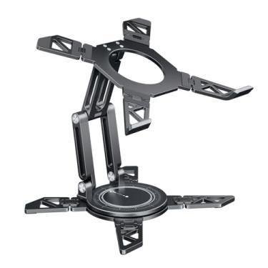 Imagem de OATSBASF Suporte de laptop para mesa com base giratória 360, altura ajustável, suporte portátil e dobrável, suporte ergonômico de resfriamento para laptops MacBook Pro/Air, dispositivos de 7 a 18