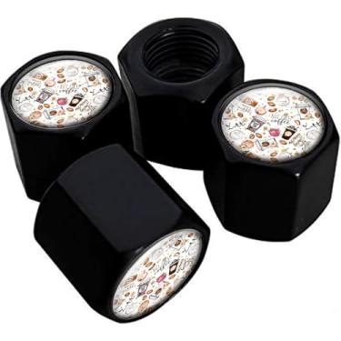 Imagem de Tampas de haste de válvula de pneu de metal, pacote com 4, tampas de haste de roda de carro, tampas de válvula de ar universais de alumínio para carros, caminhões, SUVs, bicicletas, motocicletas